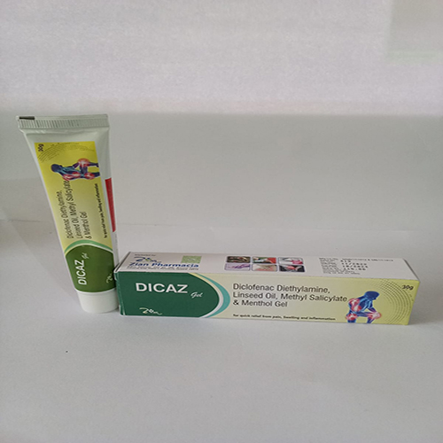 Product Name: DICAZ GEL , Compositions of DICAZ GEL  are Diclofenac Diethylamine , Linseed Oil, Methyl Salicylate & Menthol Gel  - Arlig Pharma