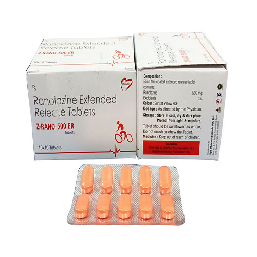 Product Name: Z Rano 500 Sr, Compositions of Z Rano 500 Sr are Ranoiazine Extended Realese Tablets - Arlak Biotech