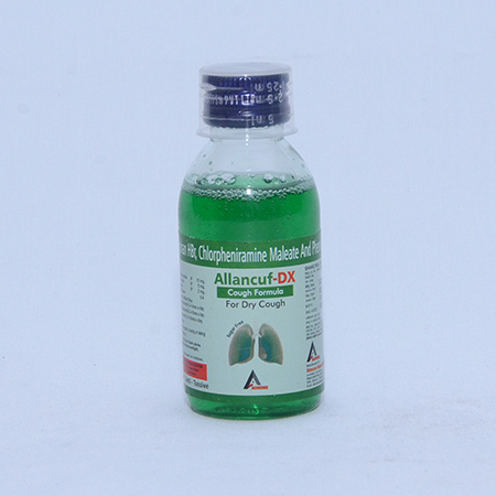 Product Name: ALLANCUF DX, Compositions of ALLANCUF DX are Phenylphrine HCL, Paracetamol, Sodium Citrate Chlorpheniramine Maleate & Menthol Suspension - Alencure Biotech Pvt Ltd