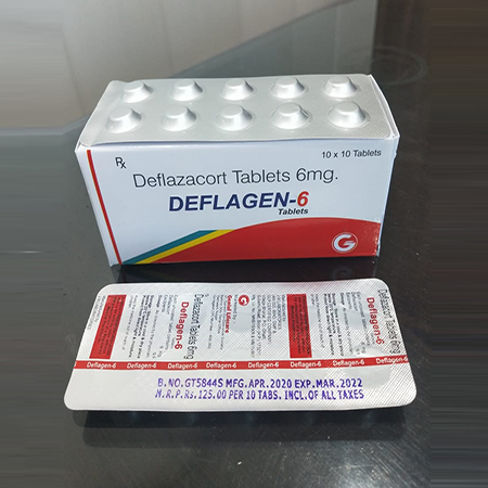 Product Name: Deflagen 6, Compositions of Deflagen 6 are Deflazacort Tablets 6mg - Genial Lifecare