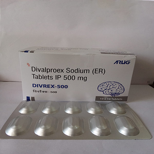 Product Name: DIVREX 500, Compositions of DIVREX 500 are Divalproex Sodium (ER) Tablets IP 500mg - Arlig Pharma
