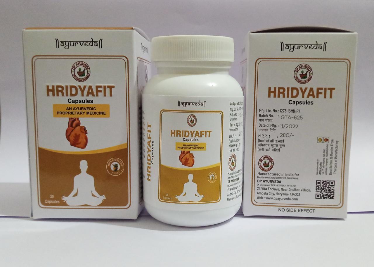 Product Name: HRIDYAFIT, Compositions of HRIDYAFIT are ARJUN, AMLA, MUKTASHUKTI, PUNARNAVA ETC - DP Ayurveda