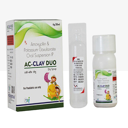 Product Name: AC CLAV DUO, Compositions of AC CLAV DUO are Amoxycillin & Potassium Clavulanate Oral Suspension IP - Mediquest Inc