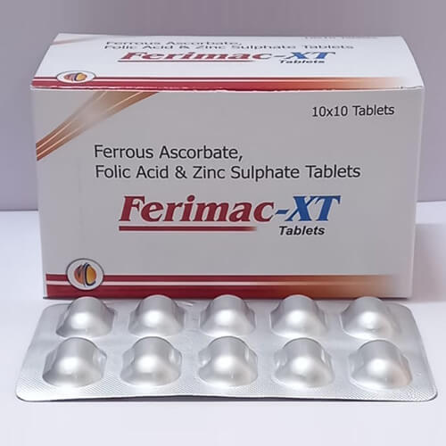 Product Name: Ferimac XT, Compositions of Ferimac XT are Ferrous Ascorbate,Folic Acid & Zinc Sulphate Tablets - Macro Labs Pvt Ltd