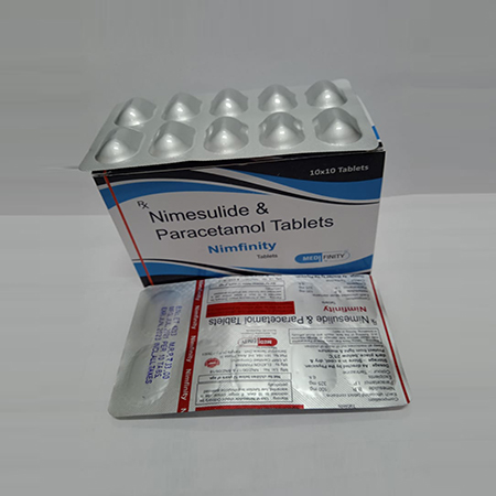 Product Name: Nimfinity, Compositions of Nimfinity are Nimesulide & Paracetamol Tablets - Medifinity Healthcare pvt ltd