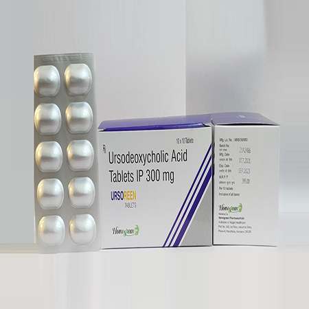 Product Name: Ursoreen, Compositions of Ursoreen are Ursodeoxycholic Acid  Tablets IP 300 mg - Abigail Healthcare