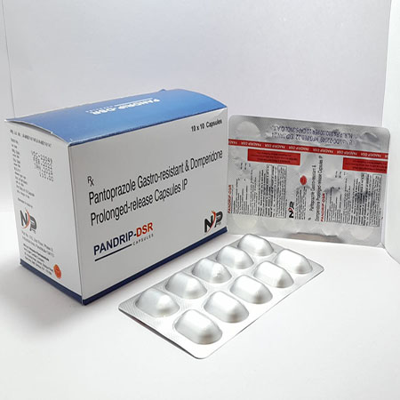 Product Name: Pandrip Dsr, Compositions of Pandrip Dsr are Pantoprazole Gastro-resistant & Domperidone Prolonged-release Capsules Ip - Noxxon Pharmaceuticals Private Limited