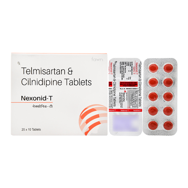Product Name: NEXONID T, Compositions of NEXONID T are Telmisartan 40 mg + Cilnidipine 10 mg.  - Fawn Incorporation