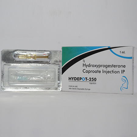 Product Name: HYDEPOD 250, Compositions of HYDEPOD 250 are Hydroxyprogesterone Caproate Injection IP - Alencure Biotech Pvt Ltd
