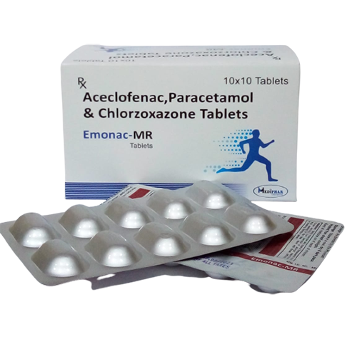 Product Name: Emonac MR, Compositions of Emonac MR are Aceclofenac,Paracetamol and Chlorzoxazone Tablets - Mediphar Lifesciences Private Limited