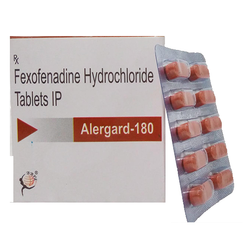 Product Name: ALERGARD 180, Compositions of ALERGARD 180 are Fexofenadine Hydrochloride Tablets IP - Biomax Biotechnics Pvt. Ltd