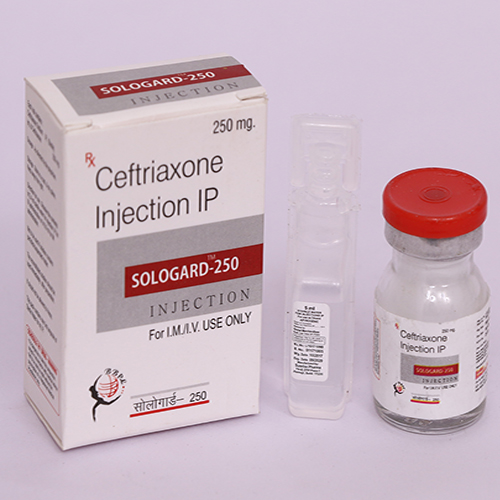 Product Name: SOLOGARD 250, Compositions of SOLOGARD 250 are Ceftriaxone  Injection IP - Biomax Biotechnics Pvt. Ltd