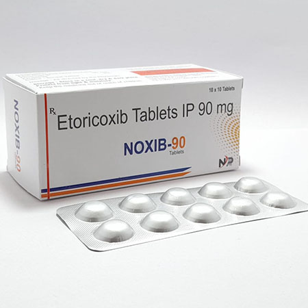 Product Name: Noxib 90, Compositions of Noxib 90 are Etoricoxib Tablets IP 90 mg - Noxxon Pharmaceuticals Private Limited