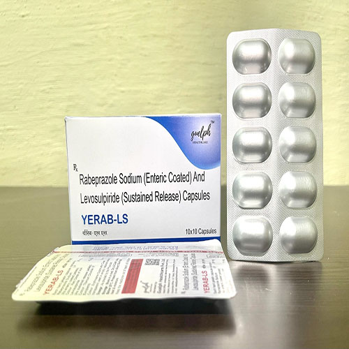 Product Name: Yerab Ls, Compositions of Yerab Ls are Rebeprazole Sodium(Enteric Coated) & Domperidone (Sustained Release) Capsules - Guelph Healthcare Pvt. Ltd