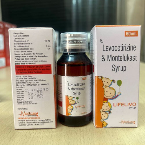 Product Name: Lifelivo, Compositions of Lifelivo are Levocetirizine  and Montelukast Syrup - Medicure LifeSciences