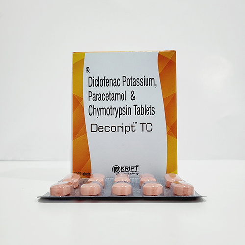 Product Name: Decoript TC, Compositions of Decoript TC are Diclofenac Potassium Paracetamol & Chaymotrypsin Tablets - Kript Pharmaceuticals
