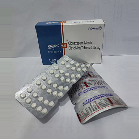 Product Name: Lozmind MD 0.25, Compositions of are Clonazepam Mouth Dissolving Tablets 0.25 mg - Nexmind Pharmaceuticals