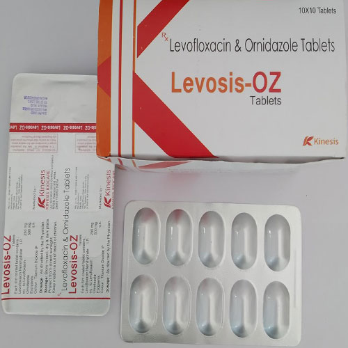 Product Name: Levosis Oz, Compositions of Levosis Oz are Levofloxacin Ornidazole - Kinesis Biocare