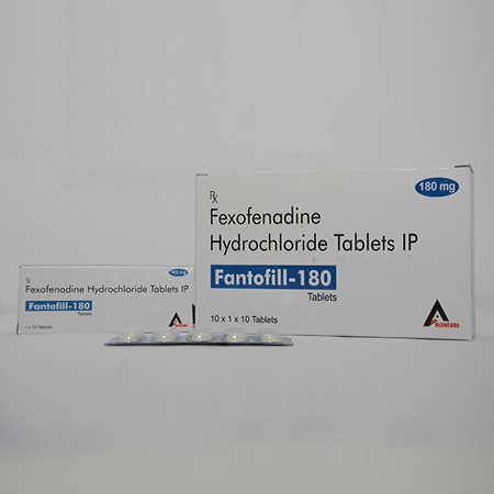 Product Name: FANTOFILL 180, Compositions of FANTOFILL 180 are Fexofenadine HCL Tablets IP - Alencure Biotech Pvt Ltd
