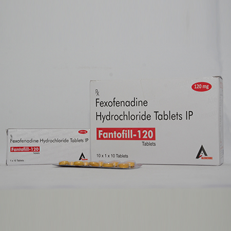 Product Name: FANTOFILL 120, Compositions of FANTOFILL 120 are Fexofenadine HCL Tablets IP - Alencure Biotech Pvt Ltd