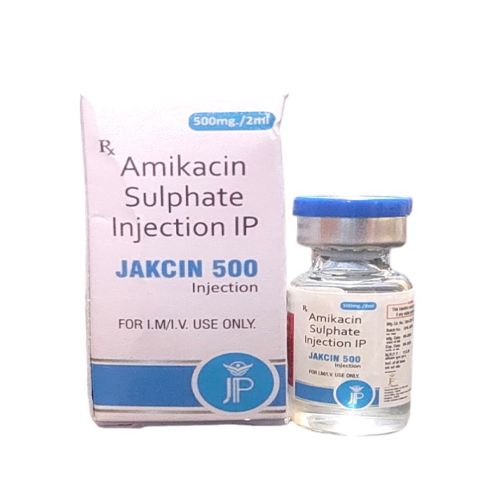 Product Name: Jakcin500, Compositions of Jakcin500 are Amikacin Sulphate Injection IP - Jecks Pharma
