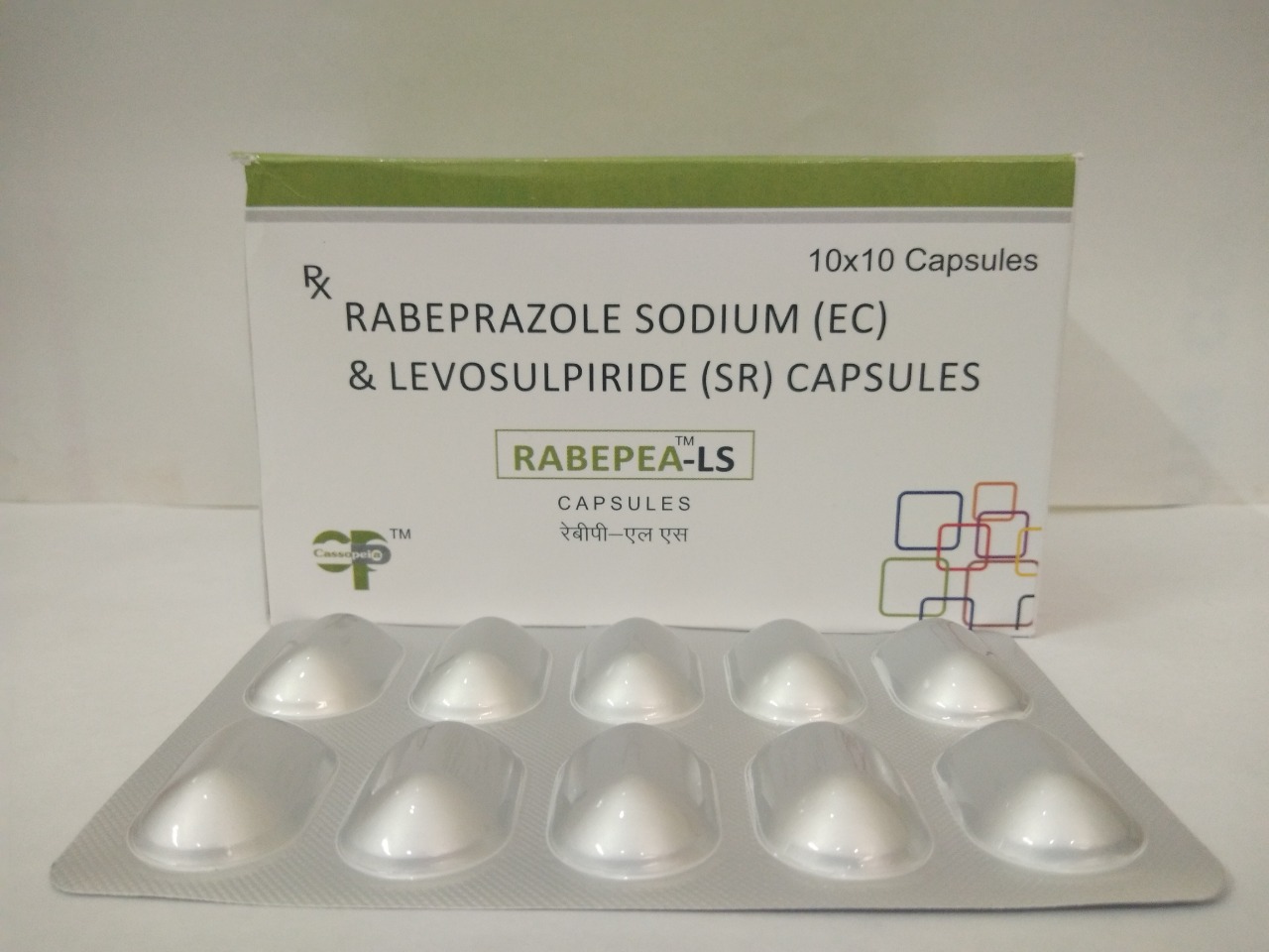 Product Name: Rabepea LS, Compositions of Rabepea LS are Rabeprazole Sodium (EC) & Levosulpride (SR) Capules - Cassopeia Pharmaceutical Pvt Ltd