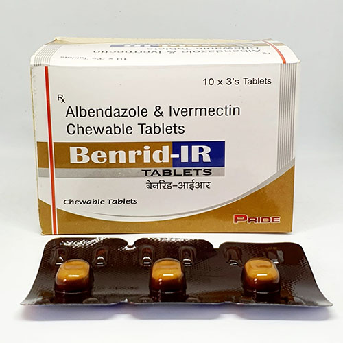 Product Name: Benrid IR, Compositions of Benrid IR are Albendazole & Ivermectin Chewable Tablets - Pride Pharma
