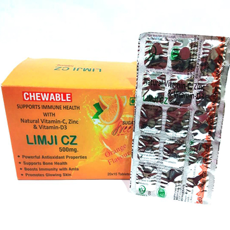 Product Name: LIMJI CZ, Compositions of LIMJI CZ are Natural Vitamin C, Znc & Vitamin D3 - Ozenius Pharmaceutials