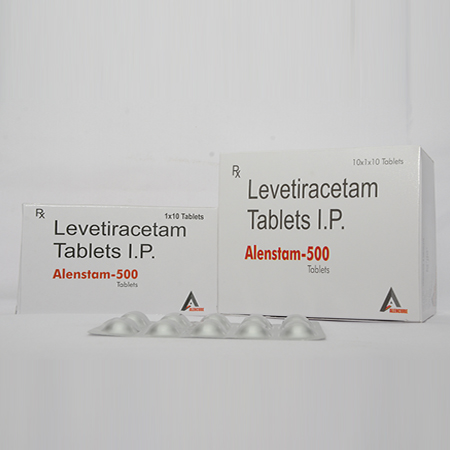 Product Name: ALENSTAM 500, Compositions of are Levetiracetam Tablets IP - Alencure Biotech Pvt Ltd