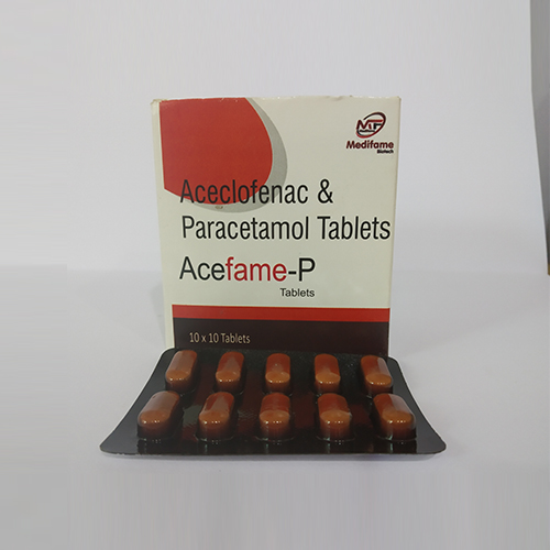 Product Name: Acefame P, Compositions of Acefame P are Aceclofenac & Paracetamol Tablets - Medifame Biotech