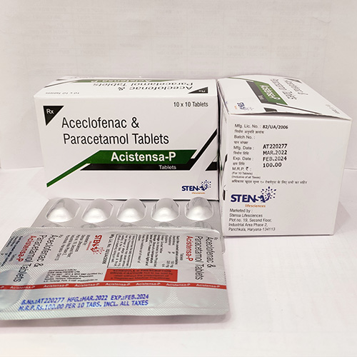 Product Name: ACISTENSA P, Compositions of ACISTENSA P are Aceclofenac & Paracetamol Tablets - Stensa Lifesciences