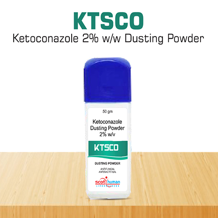 Product Name: Ktsco, Compositions of Ktsco are Ketoconazole 2% w/w Dusting Powder - Scothuman Lifesciences