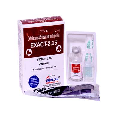 Product Name: EXACT 2 25, Compositions of EXACT 2 25 are Ceftriaxone & Sulbactam For injection - ISKON REMEDIES