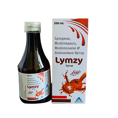 Product Name: LYMZY, Compositions of LYMZY are Lycopene,Multivitamin, Multiminerals & Antioxidant Syrup - Amzy Life Care