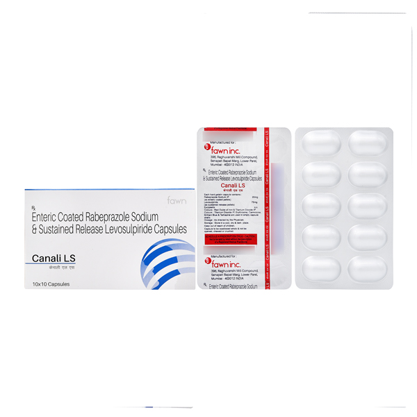 Product Name: CANALI LS, Compositions of Enteric Coated Rabeprazole Sodium 20 mg & Sustainted Release Levosulpiride 75 mg. are Enteric Coated Rabeprazole Sodium 20 mg & Sustainted Release Levosulpiride 75 mg. - Fawn Incorporation