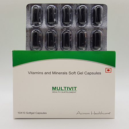 Product Name: Multivit, Compositions of Multivit are Vitamins and Minerals Soft Gel Capsules - Acinom Healthcare