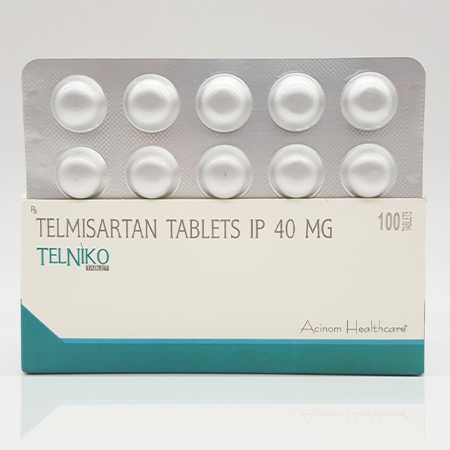 Product Name: Telniko, Compositions of Telniko are Telmisartan Tablets IP - Acinom Healthcare