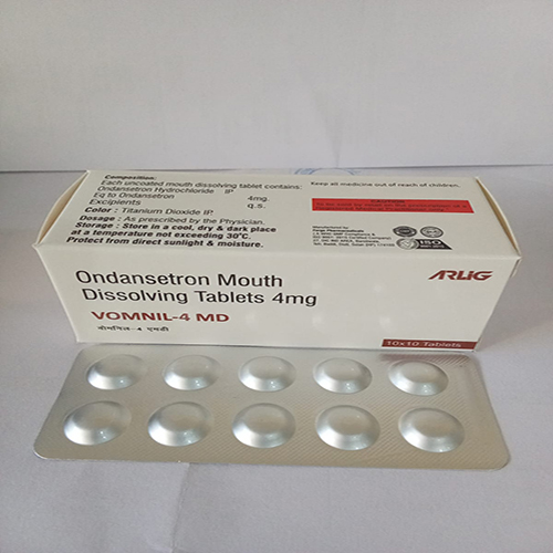 Product Name: VOMNIL 4 MD, Compositions of VOMNIL 4 MD are Ondansetron Mouth Dissolving Tablets 4 mg - Arlig Pharma