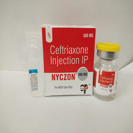 Product Name: Nyczon, Compositions of Nyczon are Ceftriaxone Injection IP - Cassopeia Pharmaceutical Pvt Ltd