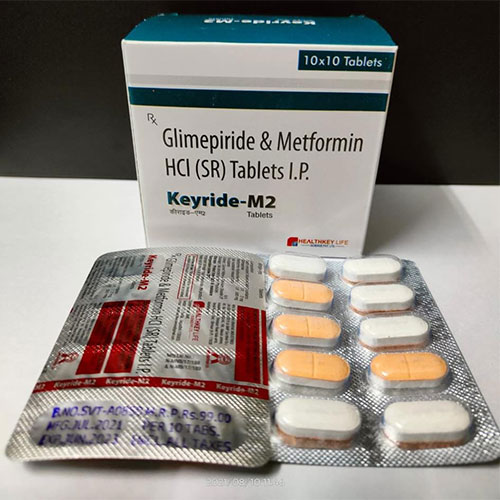 Product Name: Keyride M2, Compositions of are Glimepiride & Metformin HCI - Healthkey Life Science Private Limited