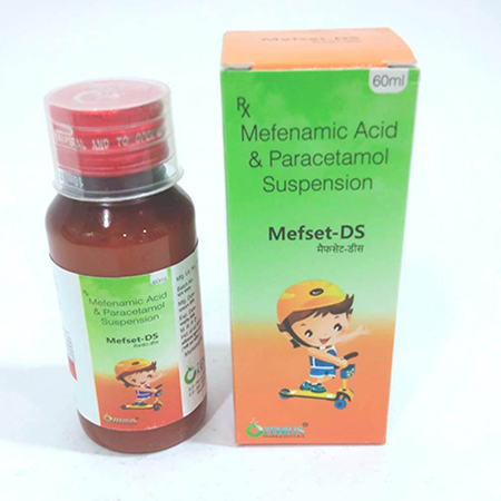 Product Name: MEFSET DS, Compositions of MEFSET DS are Mefenamic Acid & Paracetamol Suspension - Ozenius Pharmaceutials