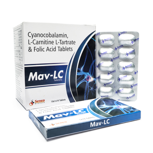 Product Name: MavLC, Compositions of MavLC are Cyanocobalamin, L-Carnitine L-Tartrate & Folic Acid Tablets - Senen Biotech