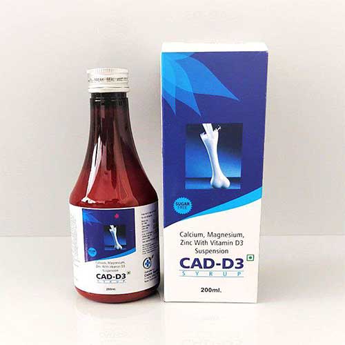 Product Name: Cad D3, Compositions of Cad D3 are Calcium,Magnesium,Zinc & Vitamin d3 Suspension - Caddix Healthcare