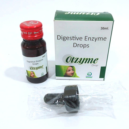 Product Name: OTZYME DROPS, Compositions of OTZYME DROPS are Digestive Enzymes Drops - Ozenius Pharmaceutials
