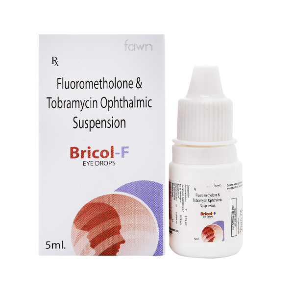 Product Name: BRICOL F, Compositions of Tobramycin 0.3% w/v + Fluorometholone 0.1%w/v are Tobramycin 0.3% w/v + Fluorometholone 0.1%w/v - Fawn Incorporation