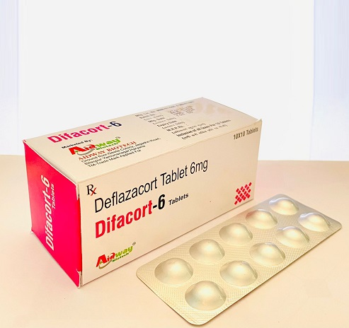 Product Name: Difacort 6, Compositions of Difacort 6 are Deflazacort Tablets 6 mg - Aidway Biotech