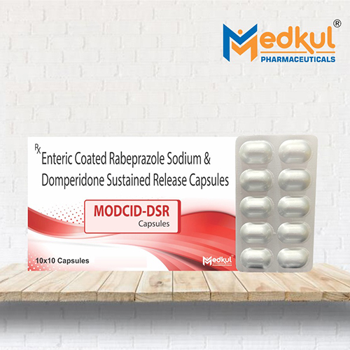 Product Name: Modcid Dsr, Compositions of Modcid Dsr are Entric-Coated Rabeprazole Sodium and Demperidone-SR Capsules - Medkul Pharmaceuticals