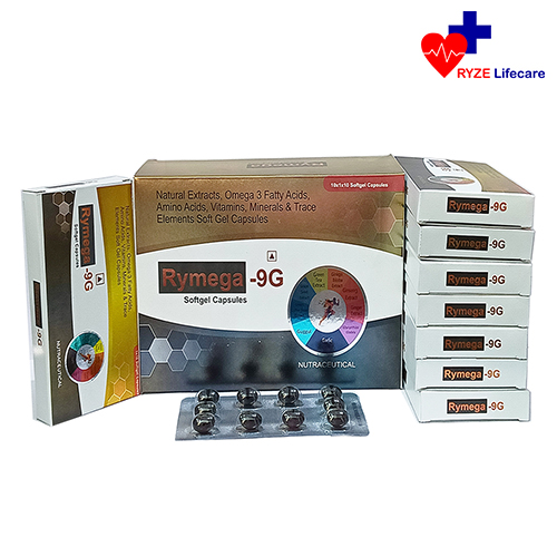 Product Name: Rymega 9G, Compositions of Rymega 9G are Natural Extracts Omega 3 Fatty Acids, Amino Acids , Vitamins ,Minerals  & trace Elements Soft Gel Capsules - Ryze Lifecare