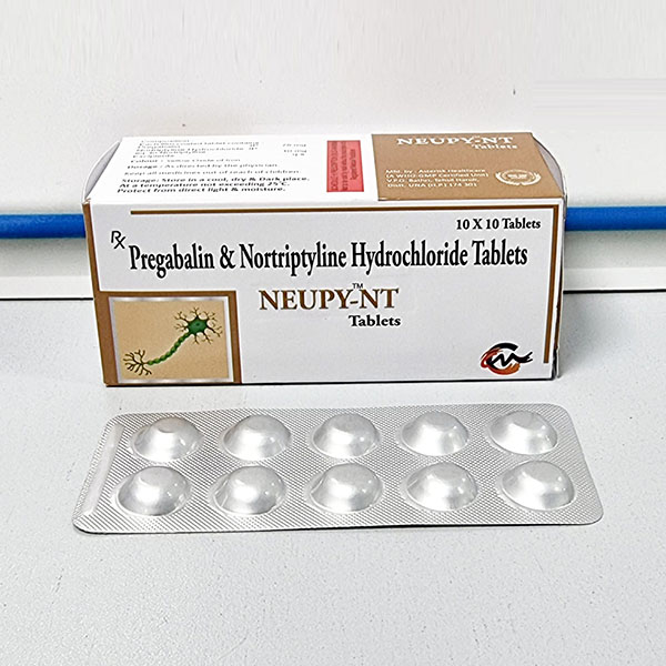 Product Name: Neupy NT, Compositions of Neupy NT are Pregabalin  & Nortriptyline Hydrochloride Tablets - Aseric Pharma
