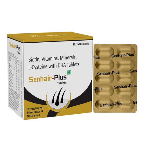 Product Name: Senhair Plus, Compositions of Senhair Plus are Biotin, Vitamins, Minerals, L-Cysteine with DHA Tablets - Senen Biotech